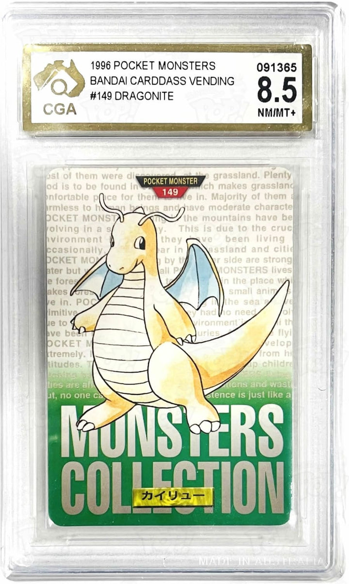 1996 Pokemon Monsters Bandai Carddass Vending Dragonite #149 CGA 8.5