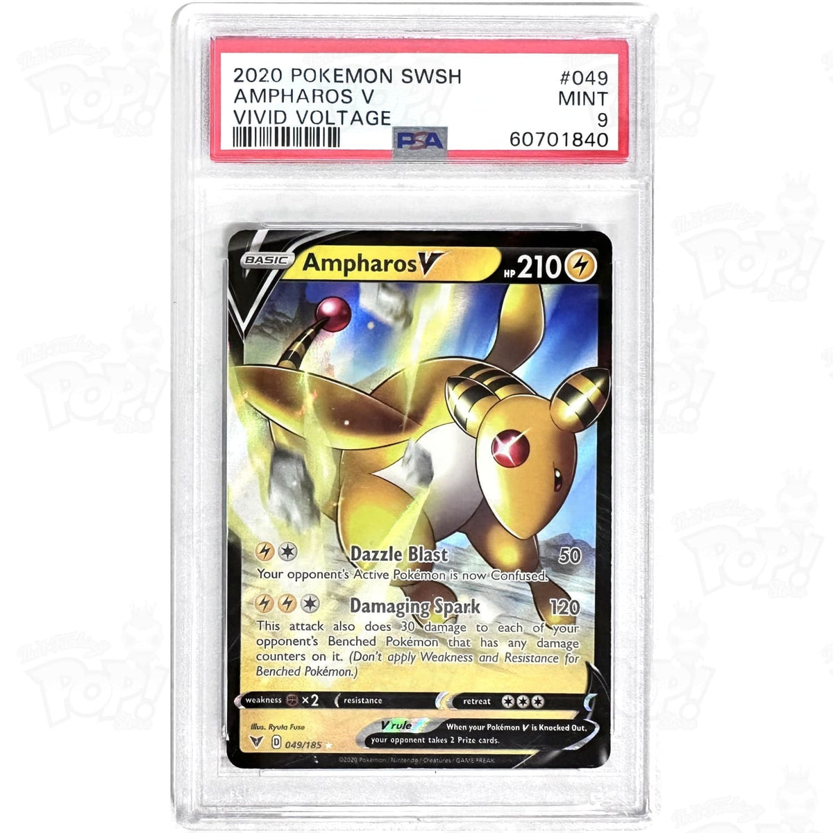 Pokemon TCG: Ampharos V SWSH04: Vivid Voltage 049/185 PSA 9