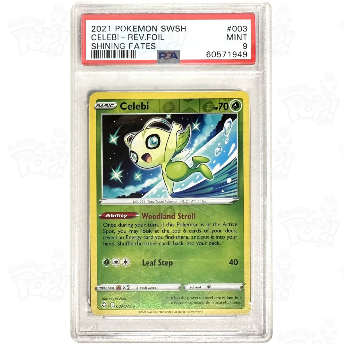 holographic celebi card Pokemon TCG: Celebi Shining Fates 003/072 / Reverse Holo PSA 9 #2