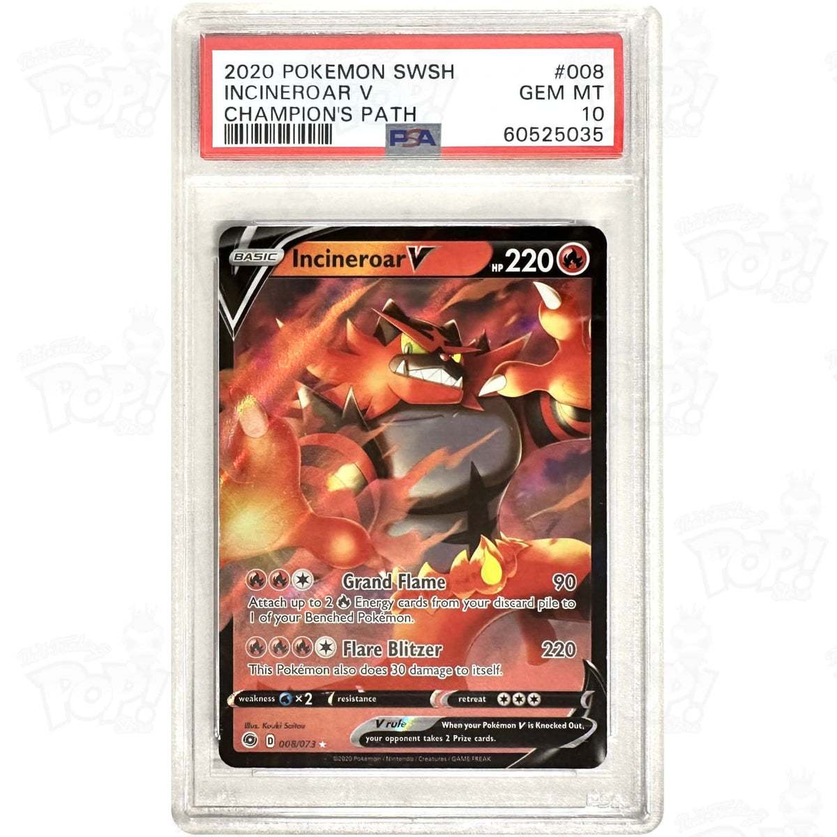 incineroar pokemon cards Pokemon TCG: Incineroar V Champion's Path 08/73 PSA 10