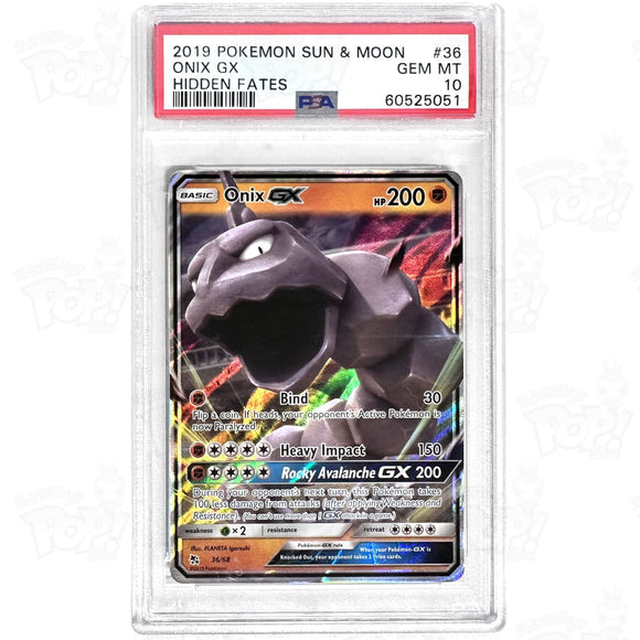 Pokemon Tcg: Onix Gx Hidden Fates 36/68 Psa 10 Trading Cards