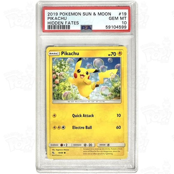 Pokemon Tcg: Pikachu Hidden Fates 19/68 / Common Psa 10 Trading Cards
