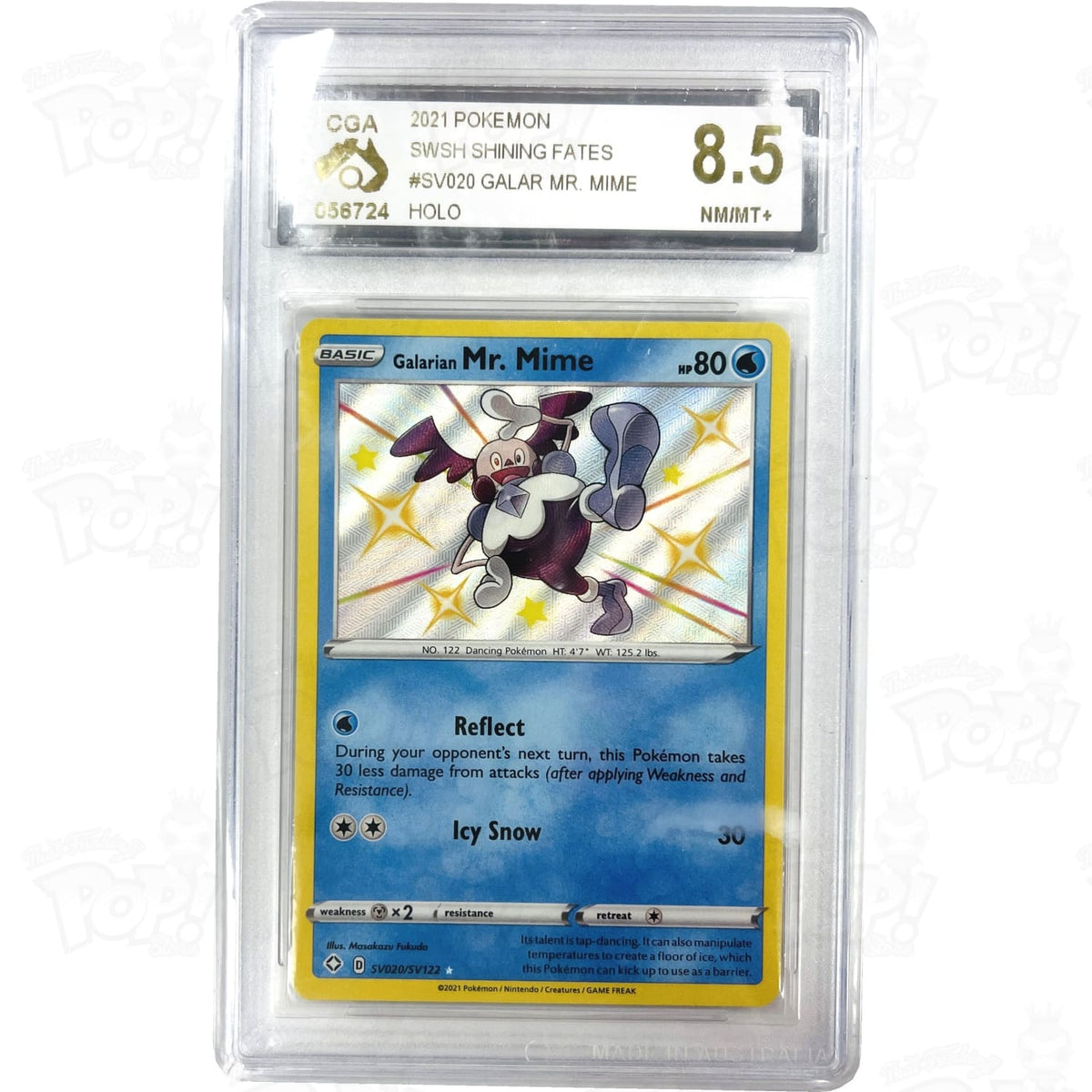 Pokemon TCG: Shining Fates: Shiny Vault SV020/SV122 / Shiny Holo Rare Galarian Mr. Mime CGA 8.5