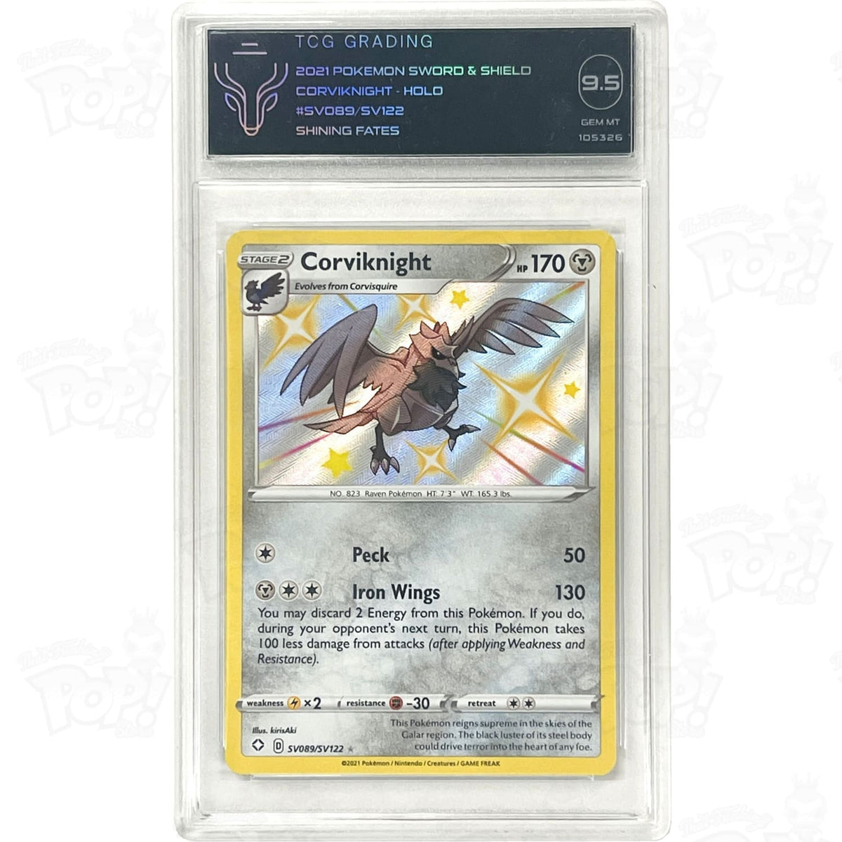 Pokemon TCG: Shining Fates: Shiny Vault SV089/SV122 / Shiny Holo Rare  Corviknight TCG 9.5