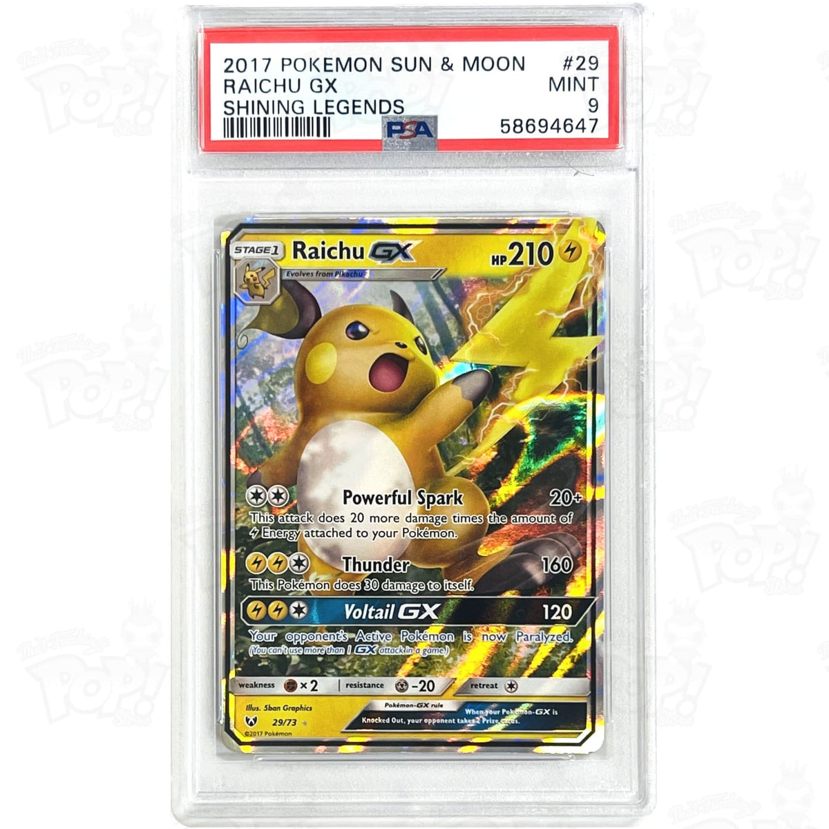 Pokemon TCG: Shining Legends Raichu GX 29 / Ultra Rare PSA 9