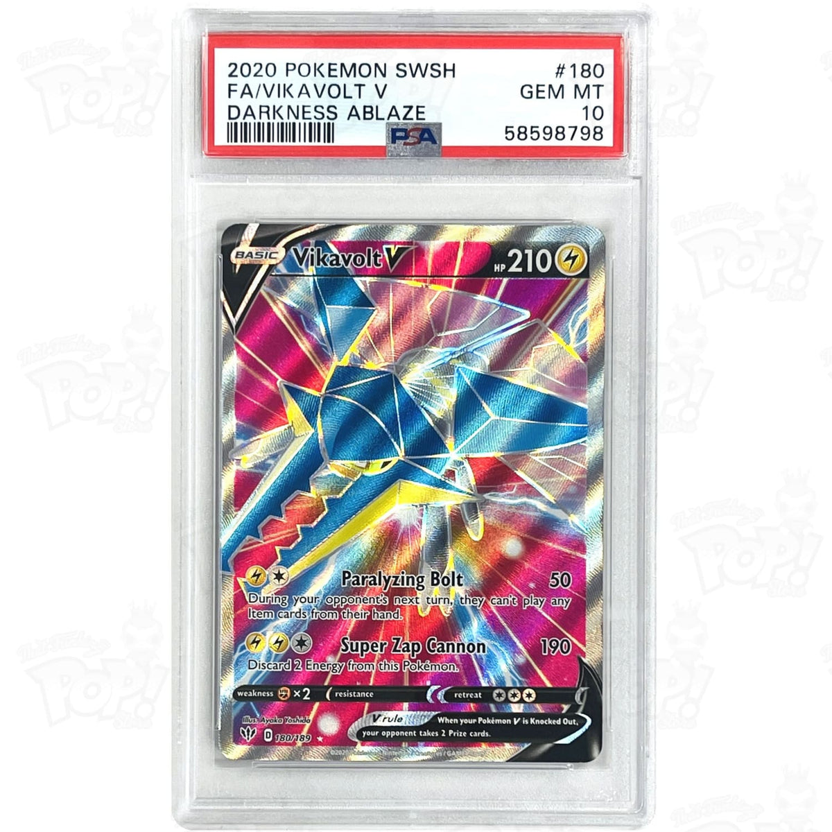 Pokemon TCG: SWSH03: Darkness Ablaze Vikavolt V (Full Art) 180/189 / Ultra Rare PSA 10