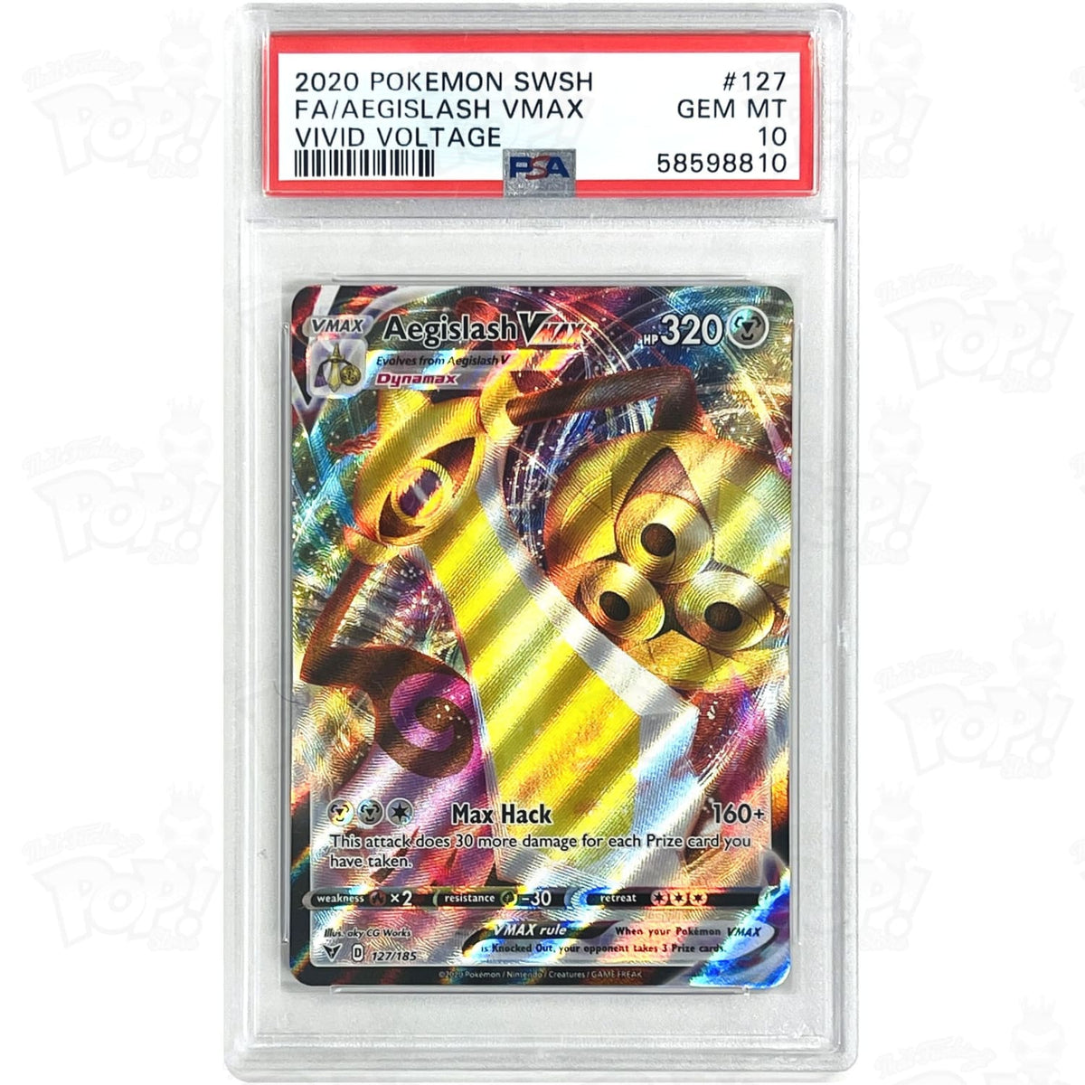 Pokemon TCG: SWSH04: Vivid Voltage Aegislash VMAX 127/185 / Ultra Rare PSA  10