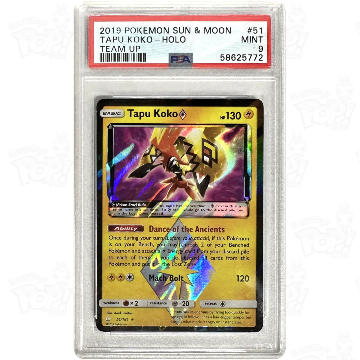 Pokemon TCG: Tapu Koko Prism Star 51/181 / Prism Rare PSA 9 Pokemon TCG: Tapu Koko Prism Star 51/181 / Prism Rare PSA 9
