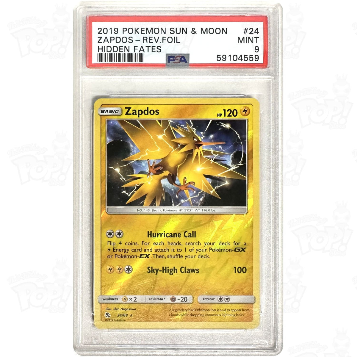 Pokemon TCG: Zapdos Hidden Fates 24/68 / Reverse Holo PSA 9 Pokemon TCG: Zapdos Hidden Fates 24/68 / Reverse Holo PSA 9