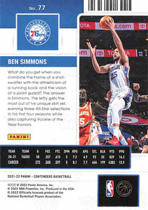 2021-22 Panini Contenders Season Ticket Ben Simmons Trading Cards