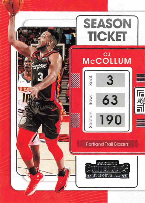 2021-22 Panini Contenders Season Ticket Cj Mccollum Trading Cards