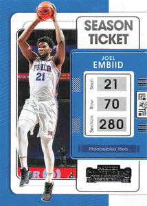 2021-22 Panini Contenders Season Ticket Joel Embiid Trading Cards