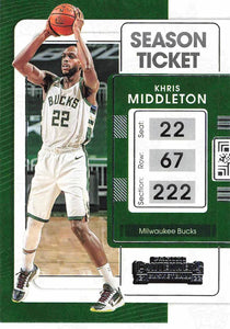 2021-22 Panini Contenders Season Ticket Khris Middleton Trading Cards