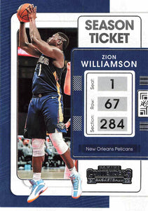 2021-22 Panini Contenders Season Ticket Zion Williamson Trading Cards