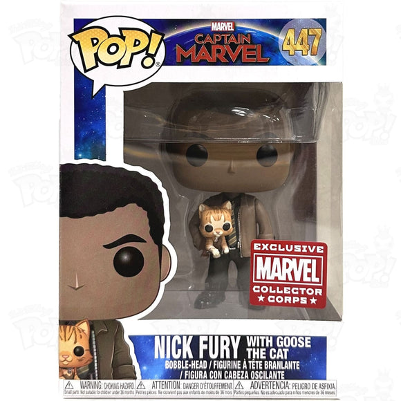 Captain Marvel Nick Fury With Goose The Cat (#447) Collector Corps Funko Pop Vinyl