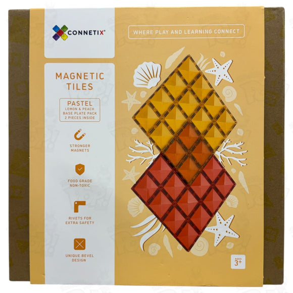 CONNETIX Magnetic Tiles Pastel Lemon & Peach Base Plate 2 Pieces Loot