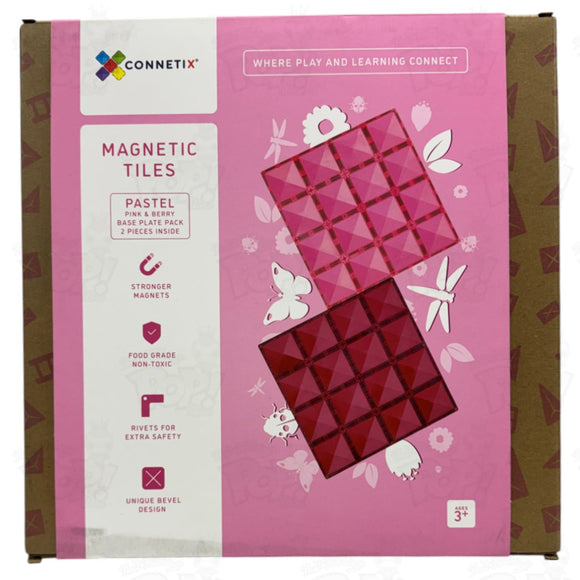 CONNETIX Magnetic Tiles Pastel Pink & Berry Base Plate 2 Pieces Loot