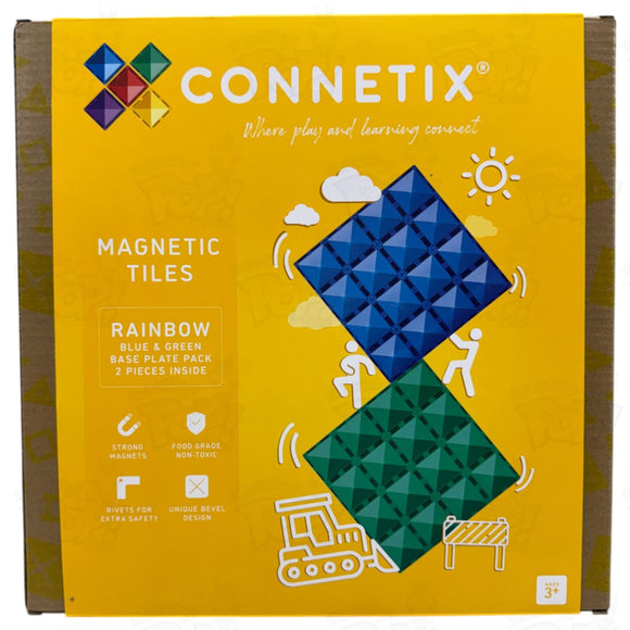 CONNETIX Magnetic Tiles Rainbow Blue & Green Base Plate 2 Pieces Loot