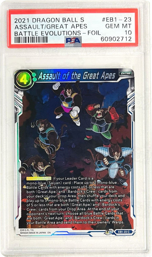 Dragonball Super Ccg: Battle Evolution Booster Assault Of The Great Apes Eb1-23 Psa 10 Trading Cards