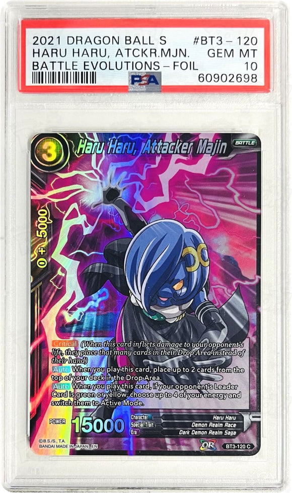 Dragonball Super Ccg: Battle Evolution Booster Haru Attacker Majin Bt3-120 Psa 10 Trading Cards