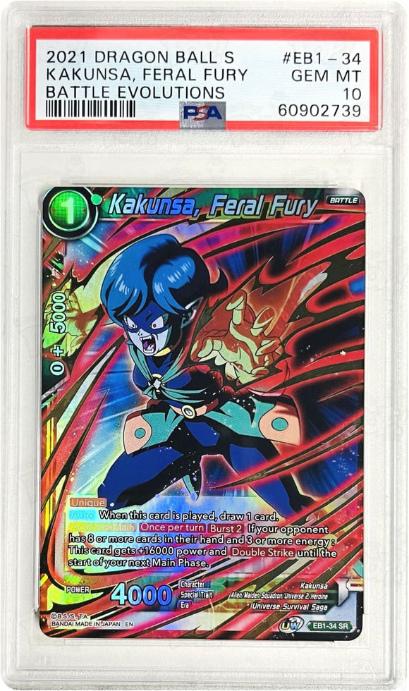 Dragonball Super Ccg: Battle Evolution Booster Kakunsa Feral Fury Eb1-34 Sr Psa 10 Trading Cards