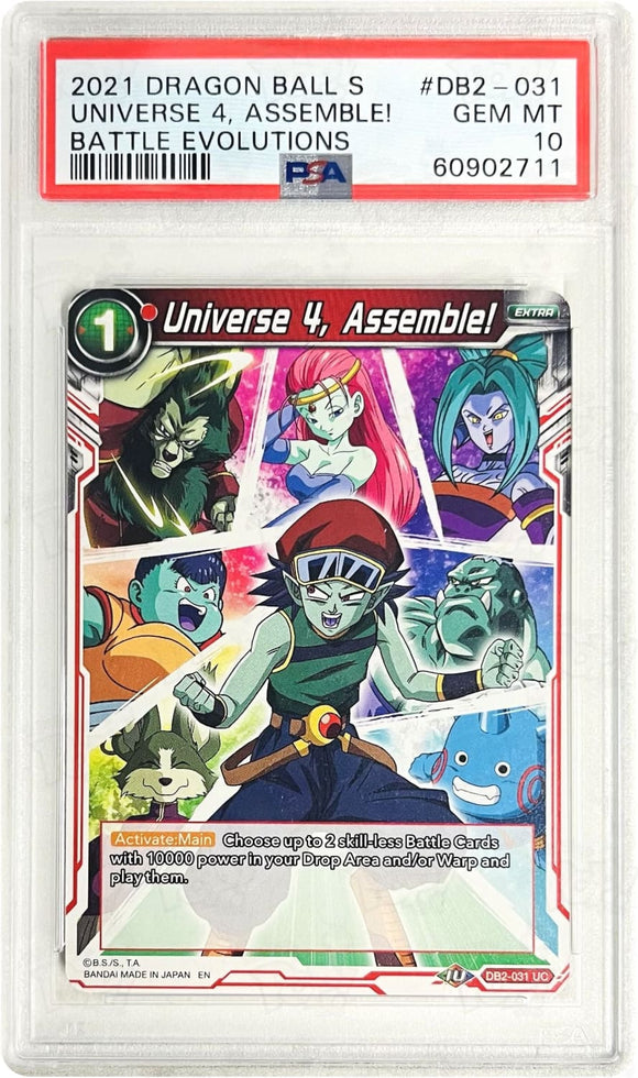 Dragonball Super Ccg: Battle Evolution Booster Universe 4 Assemble! Db2-031 Psa 10 Trading Cards