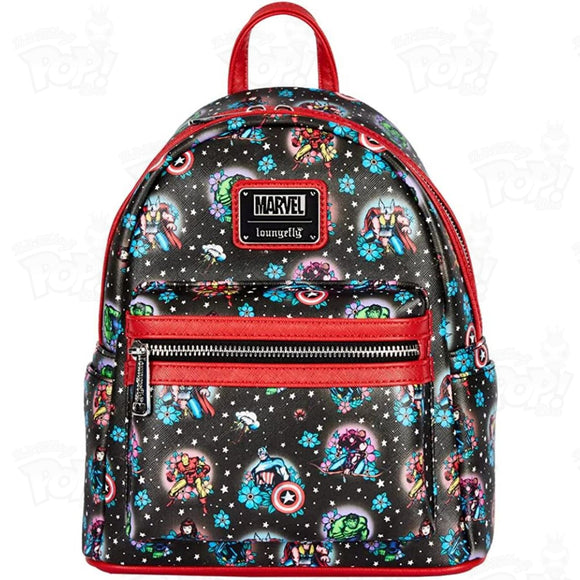 Loungefly Marvel Avengers Floral Tattoo 10 Faux Leather Mini Backpack Loot