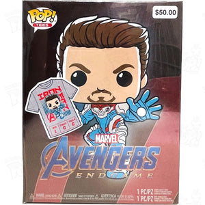 Marvel Avengers Endgame Tony Stark Pop Vinyl + T-Shirt Funko