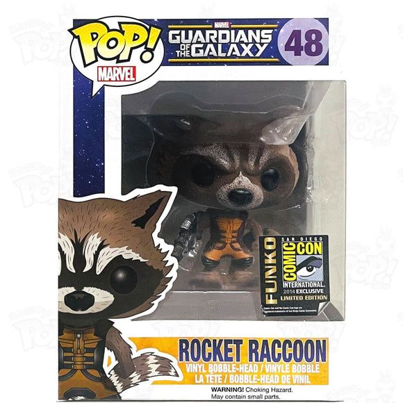 Marvel Guardians Of The Galaxy Rocket Raccoon Flocked (#48) Sdcc Funko Pop Vinyl