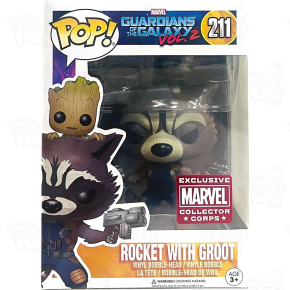 Marvel Guardians Of The Galaxy Vol 2 Rocket With Groot (#211) Collector Corps Funko Pop Vinyl