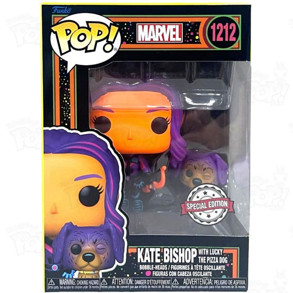 Marvel Kate Bishop With Lucky The Pizza Dog (#1212) Black Light Funko Pop Vinyl