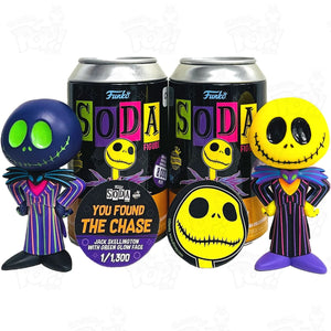 Nightmare Before Christmas Jack Skellington Blacklight Soda Vinyl Common + Chase Bundle