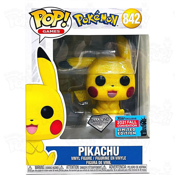 Pokemon Pikachu Sitting Diamond Glitter (#842) 2021 Fall Convention Funko Pop Vinyl