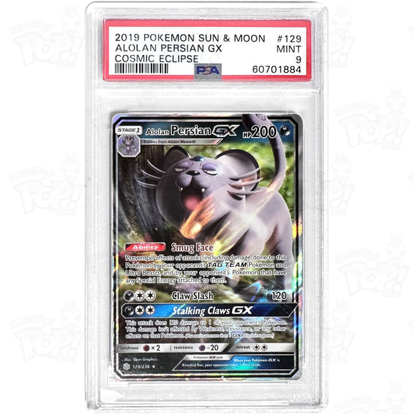 Pokemon Tcg: Alolan Persian Gx 129/236 Psa 9 Trading Cards