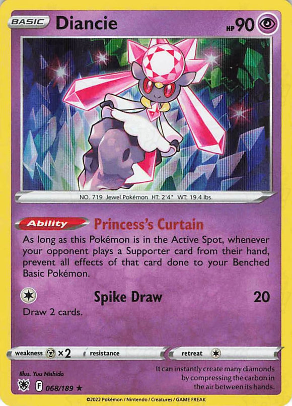 Pokemon Tcg: Astral Radiance Diancie 068/189 / Holo Rare Trading Cards