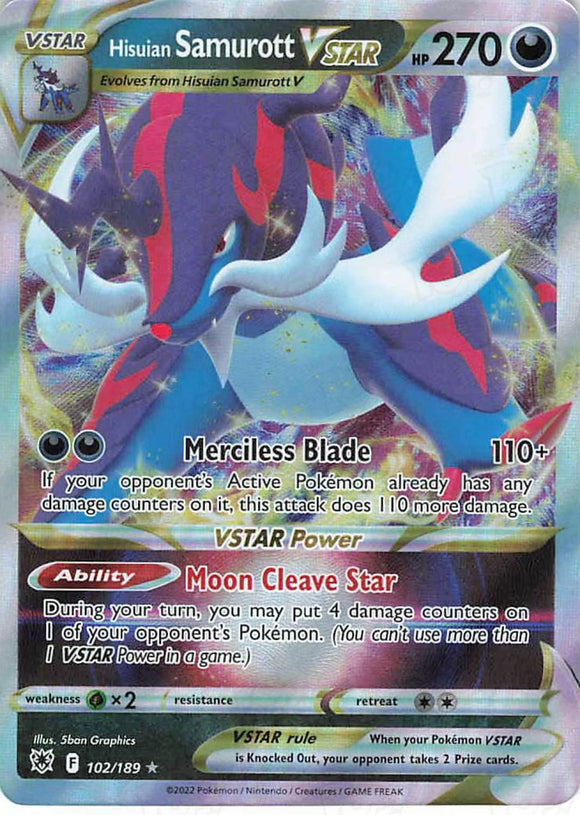 Pokemon Tcg: Astral Radiance Hisuian Samurott Vstar 102/189 / Ultra Rare Trading Cards