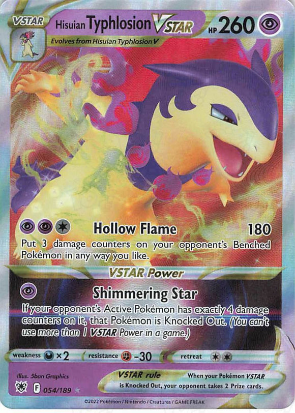 Pokemon Tcg: Astral Radiance Hisuian Typhlosion Vstar 054/189 / Ultra Rare Trading Cards