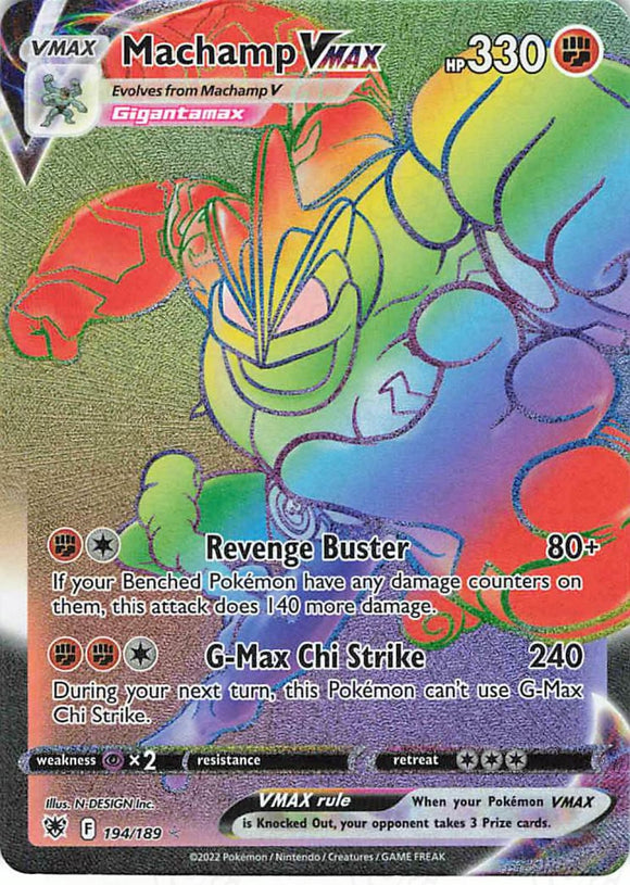 Pokemon Tcg: Astral Radiance Machamp Vmax (Secret) 194/189 / Ultra Rare Trading Cards