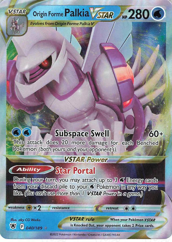 Pokemon Tcg: Astral Radiance Origin Forme Palkia Vstar 040/189 / Ultra Rare Trading Cards