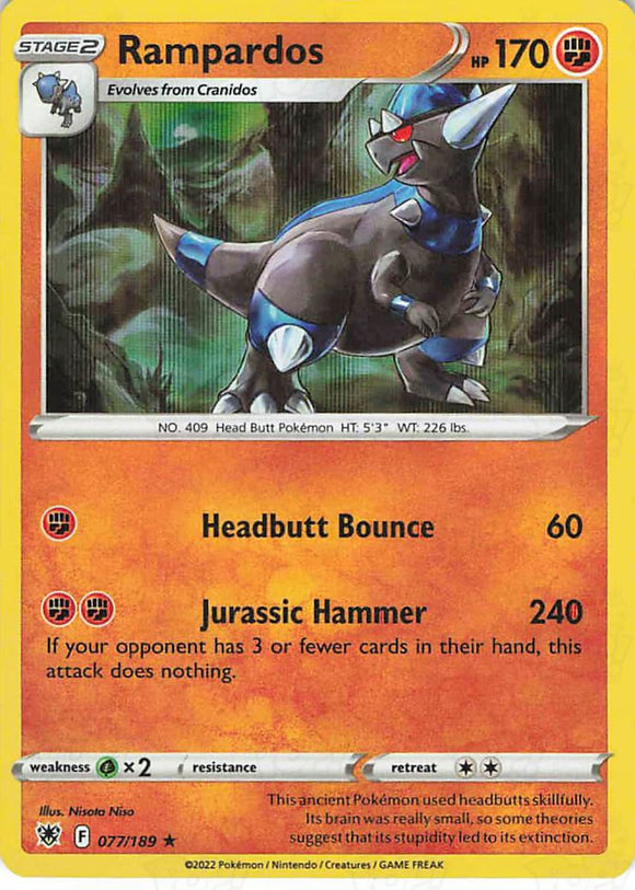 Pokemon Tcg: Astral Radiance Rampardos 077/189 / Holo Rare Trading Cards
