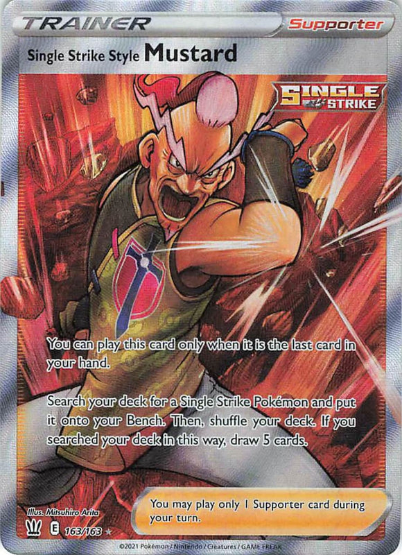 Pokemon TCG: Battle Styles: Single Strike Style Mustard (Full Art) 163/163 Ultra Rare Pokemon TCG: Battle Styles: Single Strike Style Mustard (Full Art) 163/163 Ultra Rare