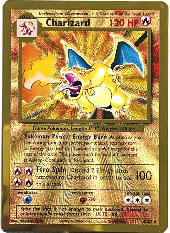 Pokemon Tcg: Celebrations Charizard Gold Metal Card Ultra Premium Collection 4/102 Trading Cards
