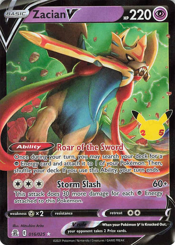 Pokemon Tcg: Celebrations Zacian V 016/025 / Ultra Rare Trading Cards