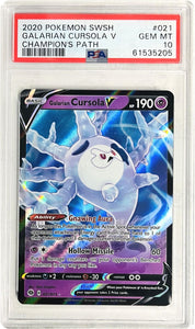 Pokemon Tcg: Champions Path Galarian Cursola V 21/73 / Ultra Rare Psa 10 Trading Cards