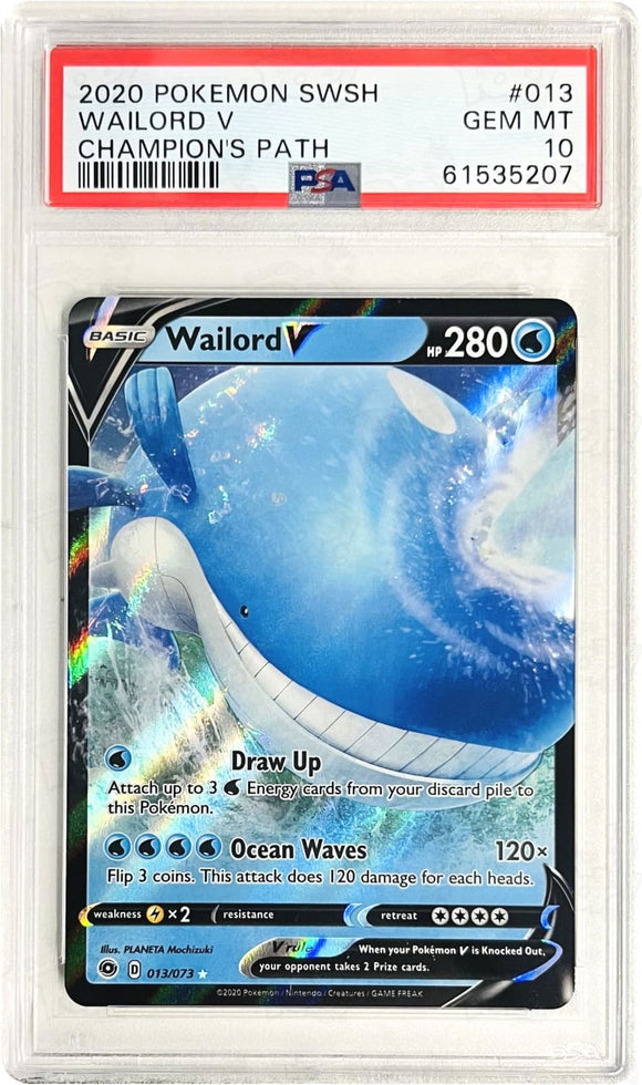 Pokemon Tcg: Champions Path Wailord V 13/73 / Ultra Rare Psa 10 Trading Cards