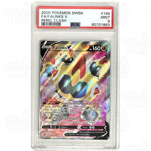Pokemon Tcg: Falinks V (Full Art) Swsh02: Rebel Clash 185/192 / Ultra Rare Psa 9 Trading Cards