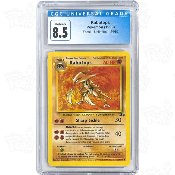 Pokemon Tcg: Fossil Kabutops 24 / Rare Cgc 8.5 Trading Cards