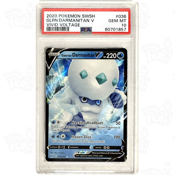 Pokemon Tcg: Galarian Darmanitan V Swsh04: Vivid Voltage 036/185 Psa 10 Trading Cards