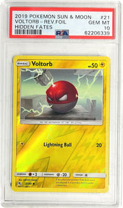 Pokemon Tcg: Hidden Fates Voltorb 21/68 / Reverse Holo Psa 10 Trading Cards