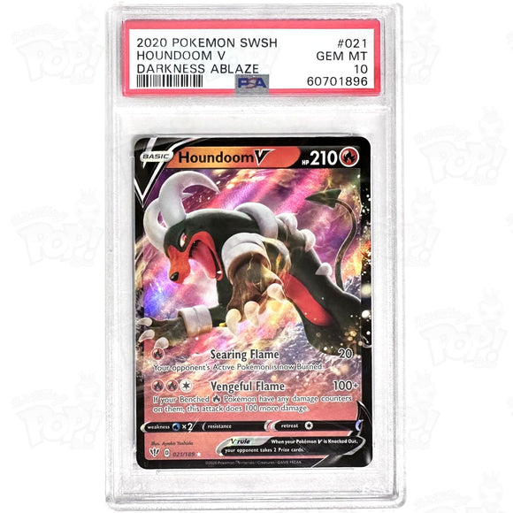 Pokemon Tcg: Houndoom V Swsh03: Darkness Ablaze 021/189 Psa 10 Trading Cards